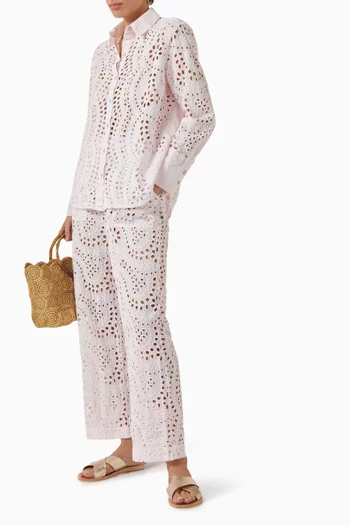 Kamari Broderie Anglaise Pants in Cotton