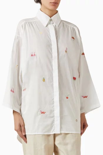 قميص أليا بقصة فضفاضة قطن