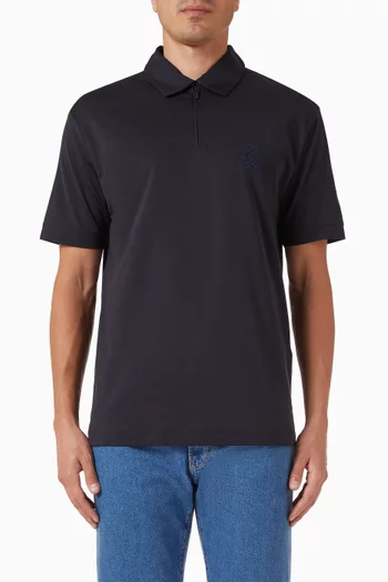 تي شيرت بولو بسحّاب قطن وحرير