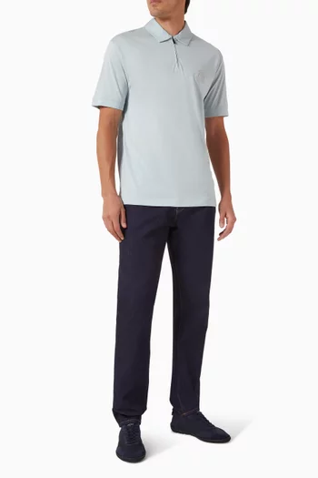 تي شيرت بولو بسحّاب قطن وحرير