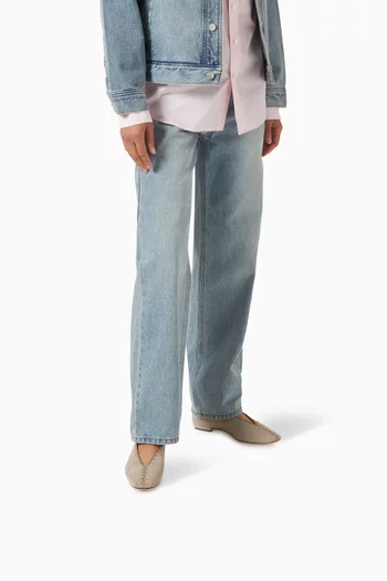 حذاء باليرينا مطرز بكعب مسطح شمواه