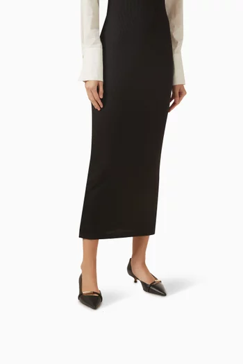 حذاء كلاسيك بحلية بشعار الماركة وكعب كيتن 35 مم جلد