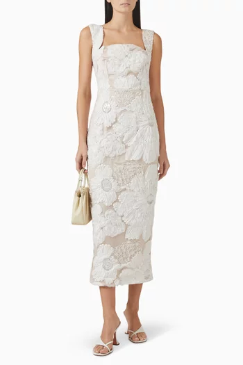 Roxana Midi Dress in Mesh