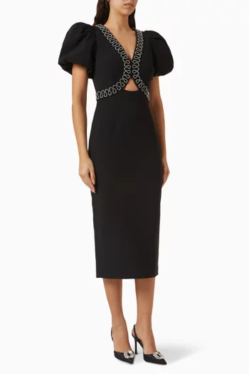 Nyx Puff-sleeve Midi Dress