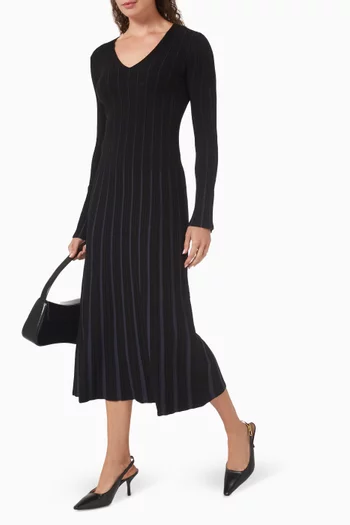 Ribbed Midi Dress in Viscose-blend