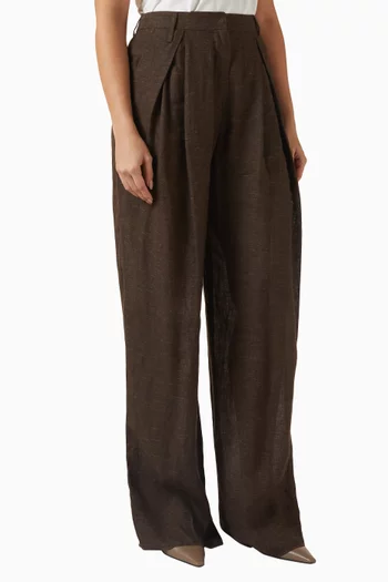 Straight-fit Pants in Linen-chambray