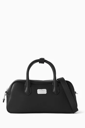 حقيبة يد بشعار الماركة جلد