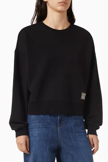 سويت شيرت برقعة بشعار الماركة قطن