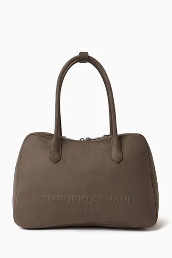 EA Logo Tote Bag in Faux Suede