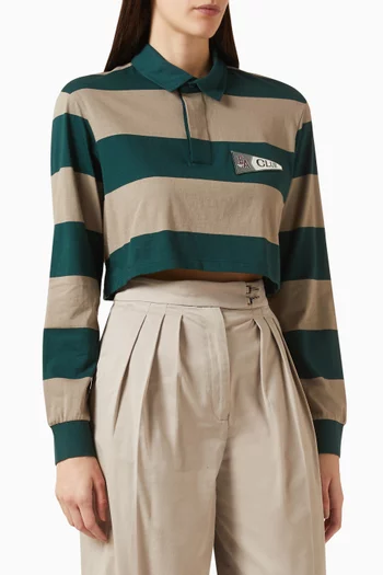 Crop Striped Polo in Jersey