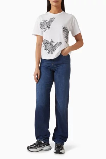 تي شيرت بشعار النسر مطرز بالكريستال جيرسيه