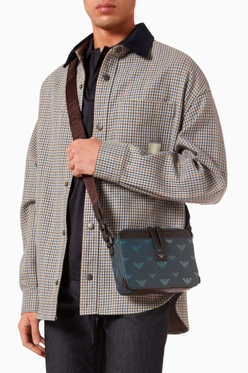 All-over Eagle Crossbody Bag in Coated-canvas