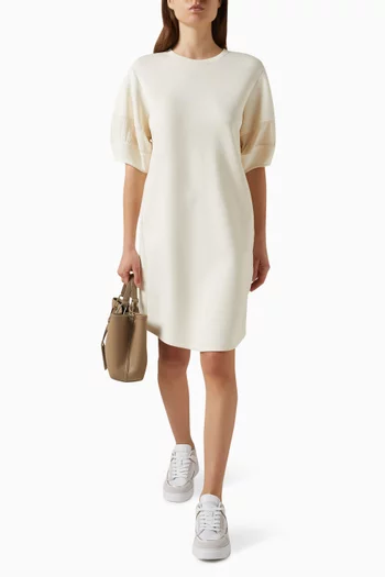 Contrast-fabric Dress in Double Jersey