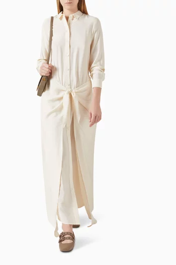 فستان طويل برباط على الخصر مزيج رايون