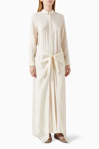 فستان طويل برباط على الخصر مزيج رايون