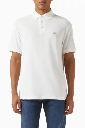 Eagle Logo Polo Shirt in Cotton Pique
