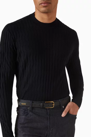 حزام كلاسيك بشعار الماركة جلد بالميلاتو