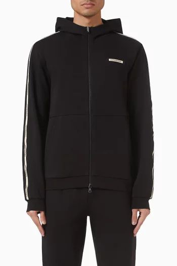 كنزة بغطاء رأس رياضية بشعار الماركة مزيج قطن