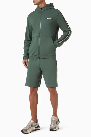 كنزة بغطاء رأس رياضية بشعار الماركة مزيج قطن