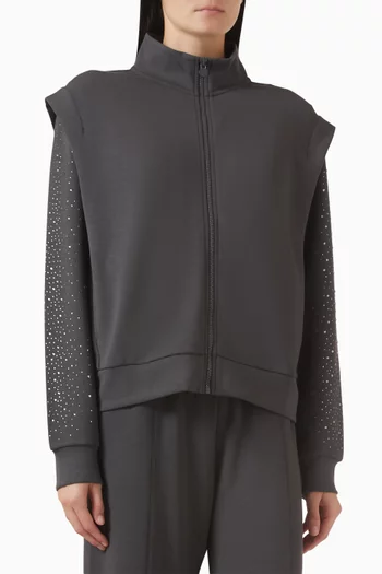 Rhinestone Embellished Zip Sweatshirt