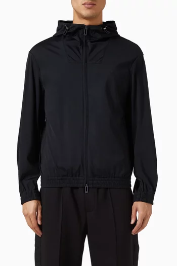 كنزة بغطاء رأس بقصة واسعة نايلون