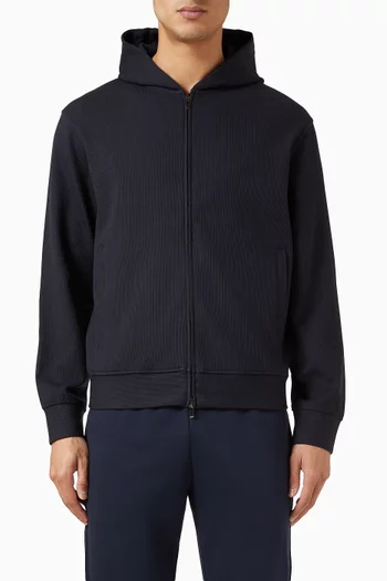 كنزة بغطاء رأس بسحّاب مزيج قطن