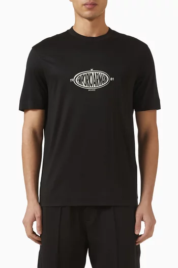 تي شيرت برقعة شعار الماركة قطن ولايوسيل