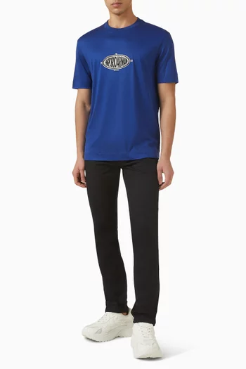 تي شيرت برقعة شعار الماركة قطن ولايوسيل