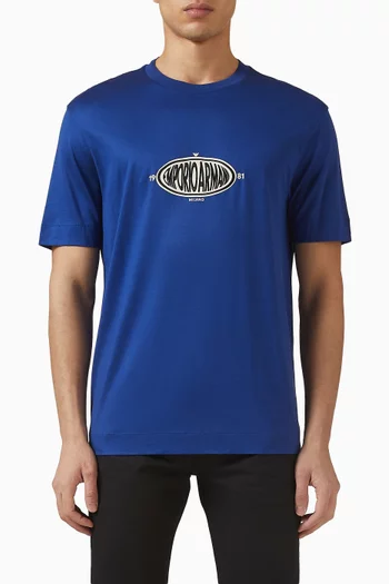 تي شيرت برقعة شعار الماركة قطن ولايوسيل