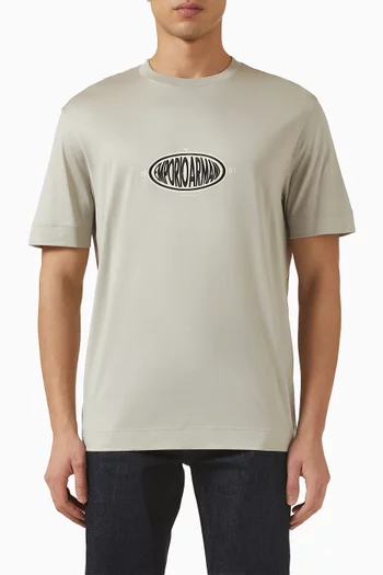 تي شيرت برقعة شعار الماركة قطن ولايوسيل