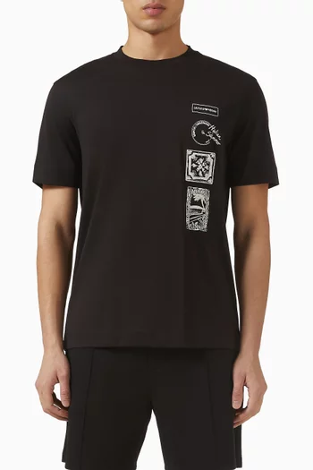 تي شيرت بطبعة  بطاقة بريدية قطن