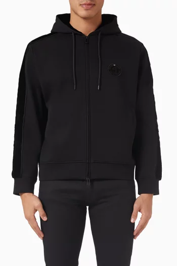 كنزة بغطاء رأس ورقعة حصان جيرسيه مزدوج 