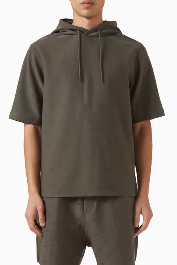 كنزة بغطاء رأس وشعار الماركة مزيج لايوسيل