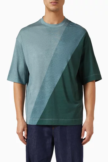 تي شيرت بنقشة رقمية مزيج قطن