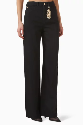 بنطال جينز بقصة فضفاضة وحلية معدنية دينم