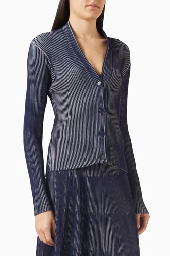 Striped Cardigan in Stockinette-knit