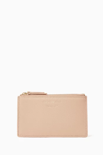 Zip Cardholder in Grained Leather