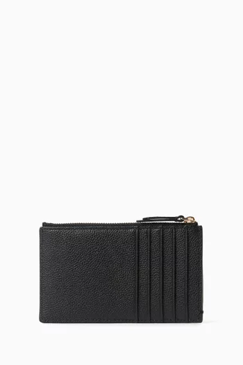 Zip Cardholder in Grained Leather