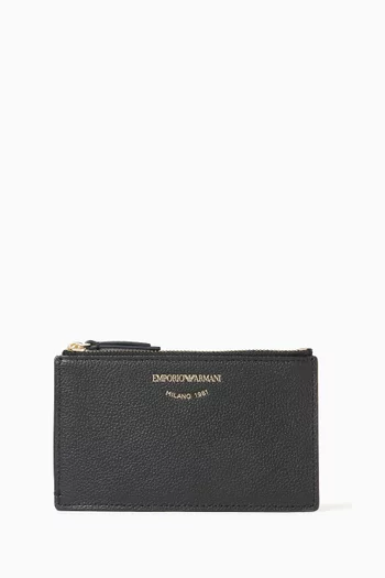 Zip Cardholder in Grained Leather