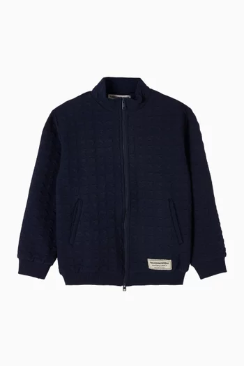 Zip-through Jacquard Lounge Jacket in Cotton