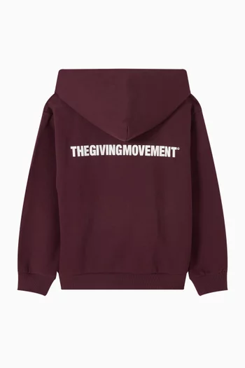 كنزة بغطاء رأس فضفاضة بسحّاب صوف قطني عضوي