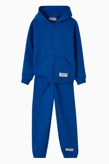 كنزة بغطاء رأس فضفاضة بسحّاب صوف قطني عضوي