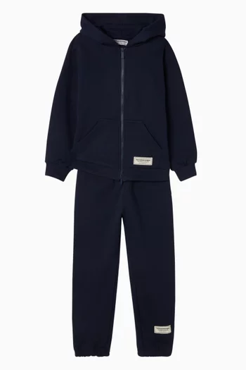 كنزة بغطاء رأس فضفاضة بسحّاب صوف قطني عضوي