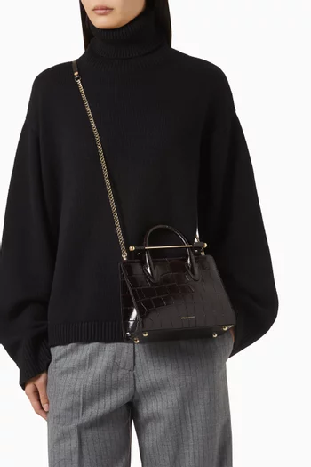 Mini Tote Bag in Croc-embossed Leather
