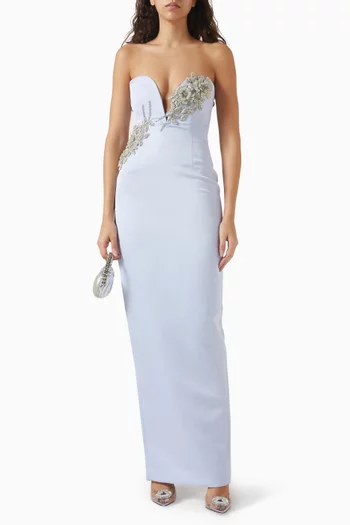 Luna Embellished Gown in Satin