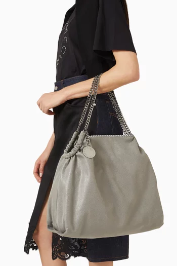 Falabella Drawstring Tote Bag in Shaggy Deer Faux Leather