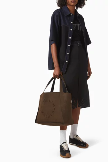 Large Logo Tote Bag in Alter Suede