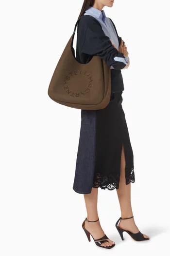 حقيبة هوبو كبيرة بشعار الماركة شمواه صناعي