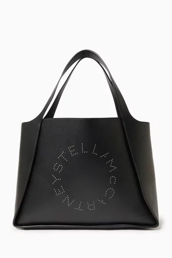 Studded-logo Tote Bag in Grainy Alter Leather