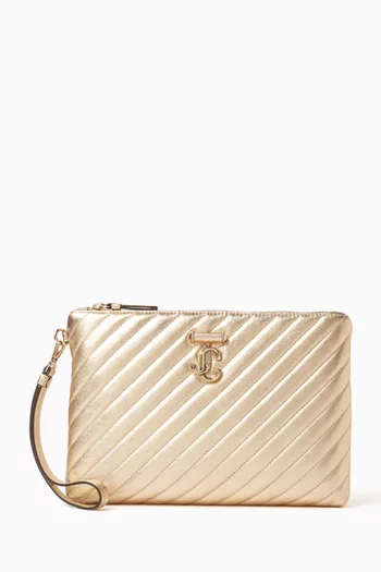 Logo Zip Pouch in Leather